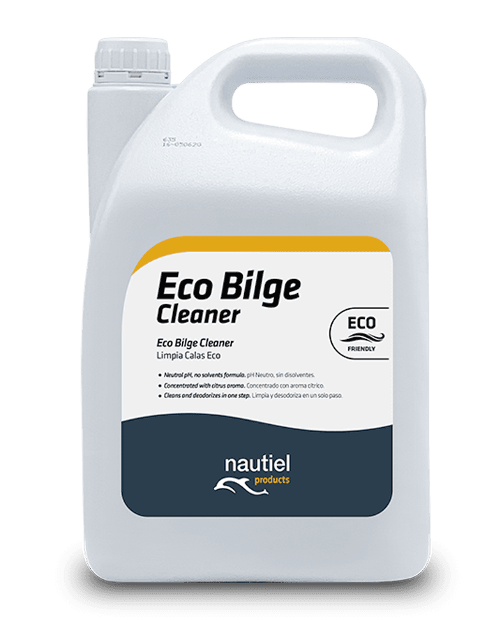 A bottle of Nautiel's Eco Bilge cleaner